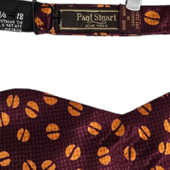 PAUL STUART Bordeaux Geometric Silk LUXURY Self Bow Tie HANDMADE CANADA - Picture 3 of 3